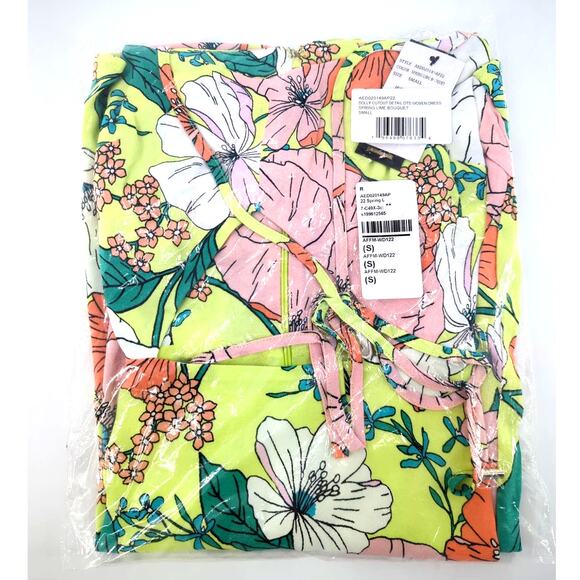 AFRM Spring Lime Bouquet Dolly Cut Out Mini Dress Size Small - Picture 7 of 11